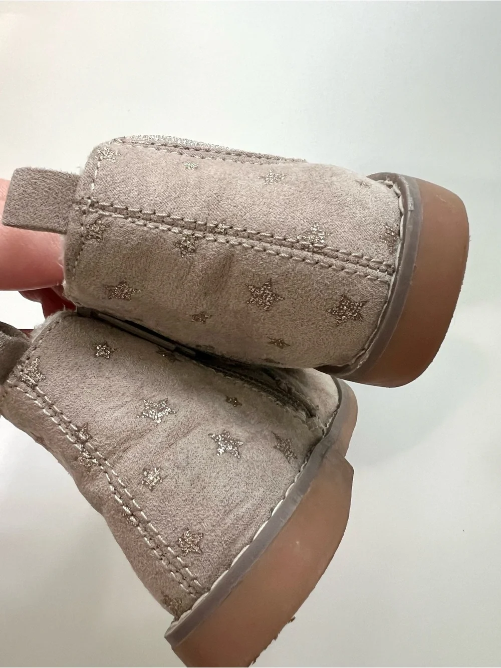 H&M Tan suede ankle boots with small gold star pattern size US 4-5